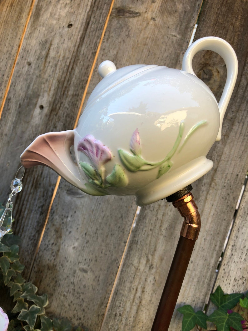 Tea Cup Garden Decor Yard Art Purple