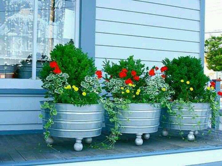 Painted Galvanized Stock Tank Planter