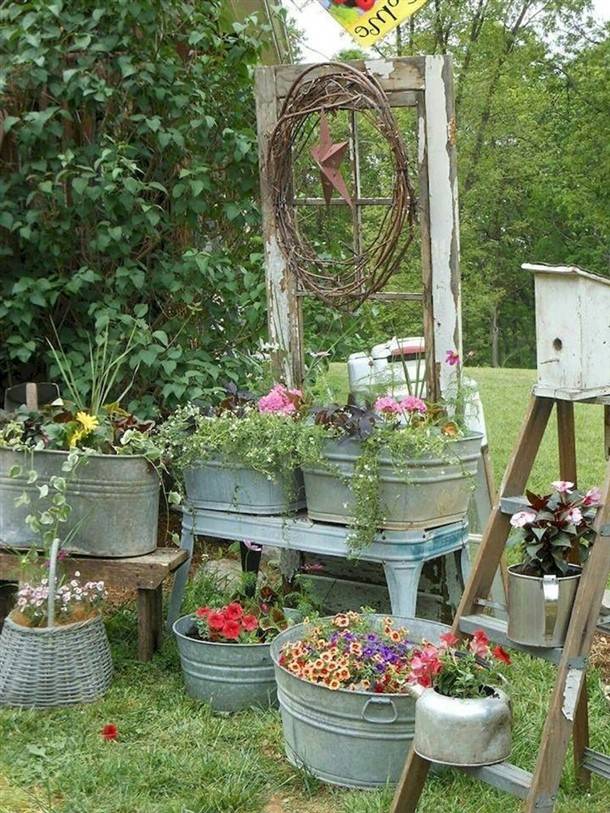 Repurposed Galvanized Containers Gardening Home