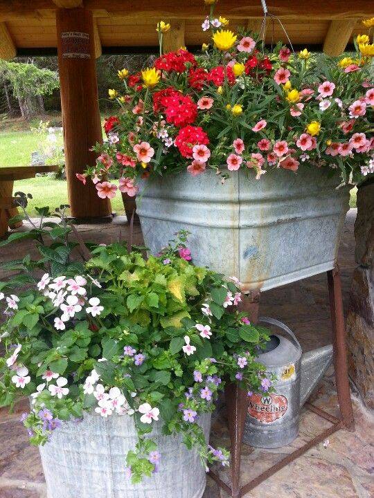 Repurposed Galvanized Containers Gardening Home