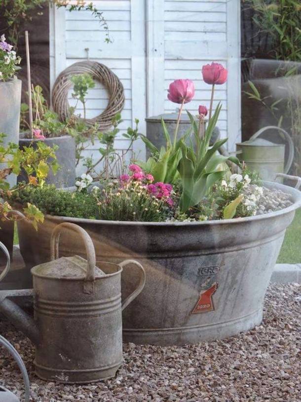 Repurposed Galvanized Containers Gardening Home