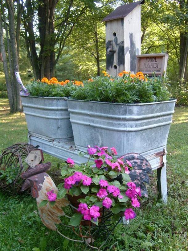 Repurposed Galvanized Containers Gardening Home