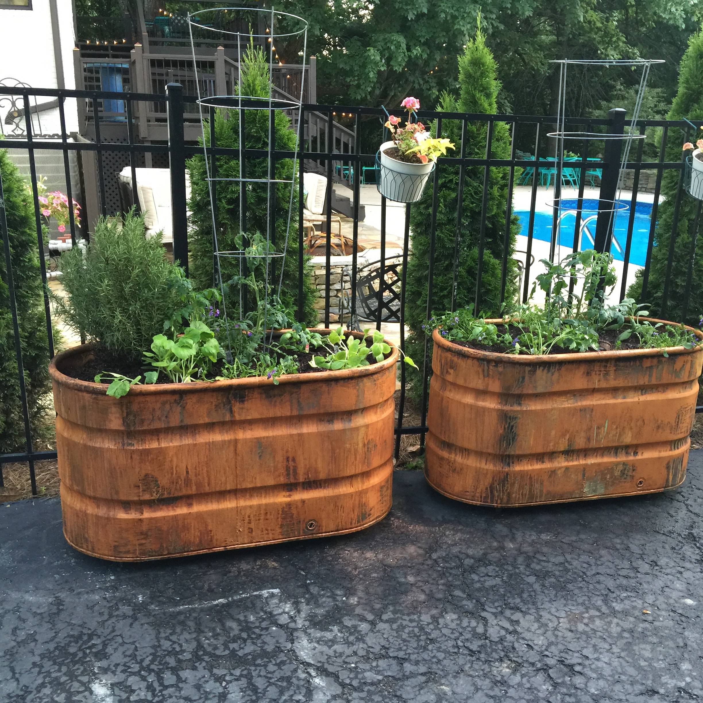 Double Tub Metal Planter