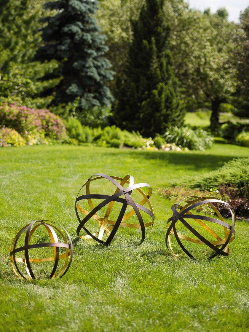 Two Bespoke Rusted Metal Garden Sphere Planter Succulents