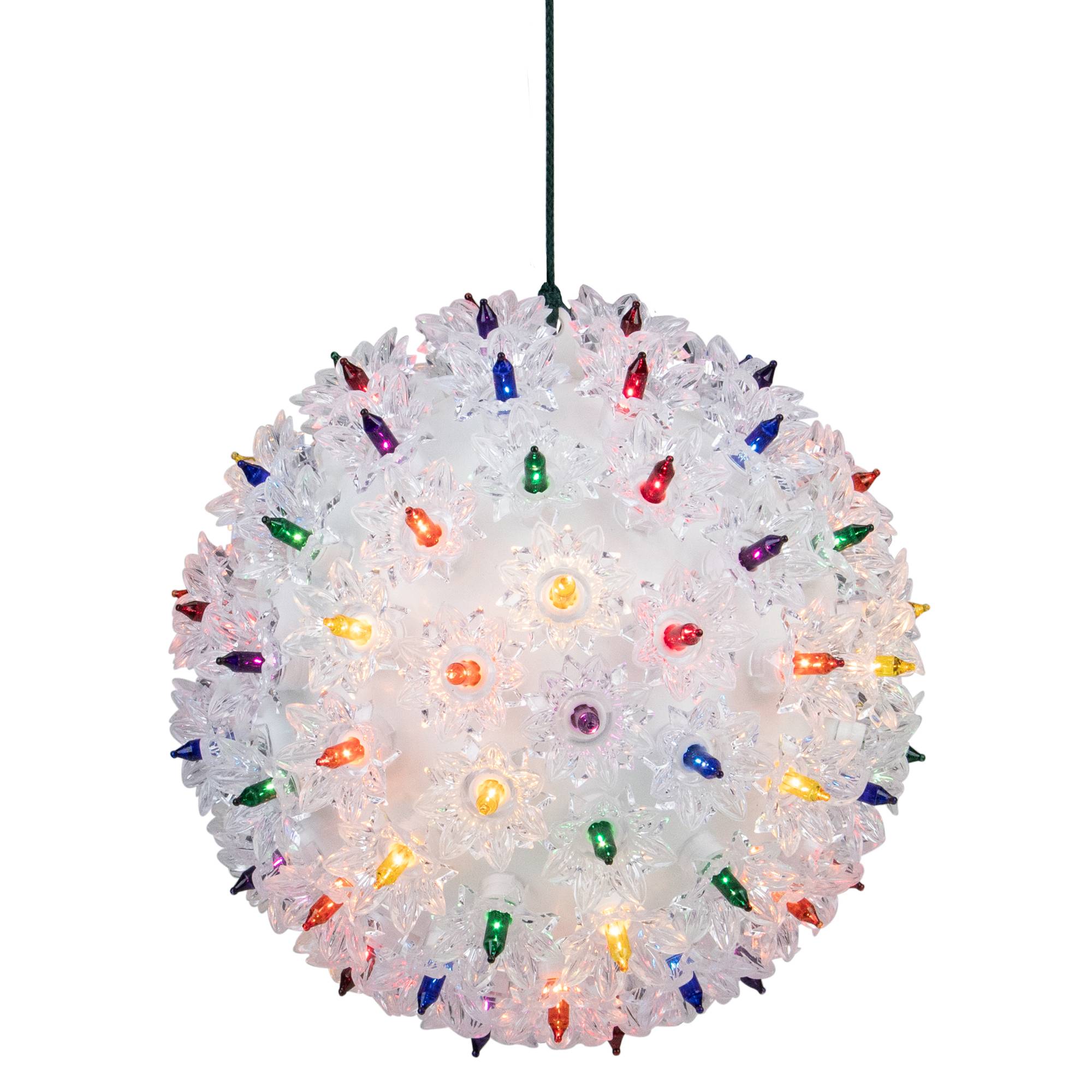 Led Lighted Twinkling Red Glitter Ball Ornament Christmas Outdoor