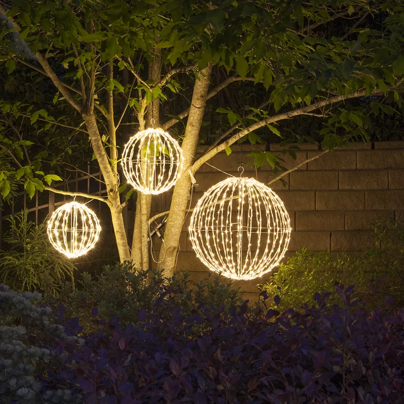 Blue Led Lighted Hanging Christmas Crystal Sphere Ball Outdoor