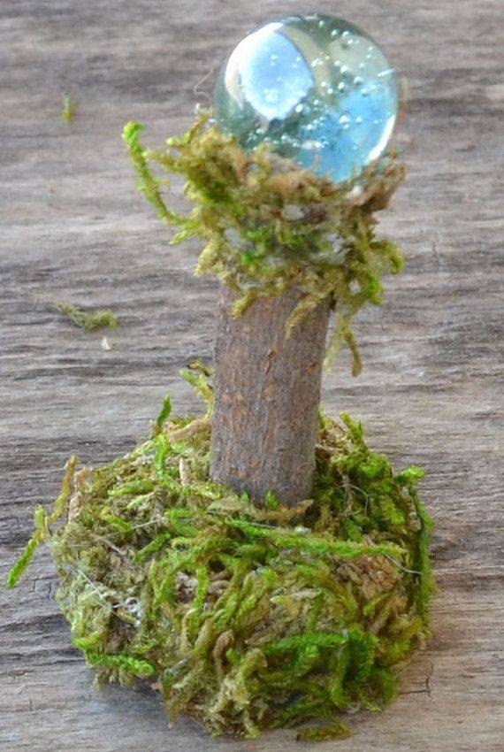 Fairy Garden Gazing Ball Pick W Clear Glass Vines Fairy Garden