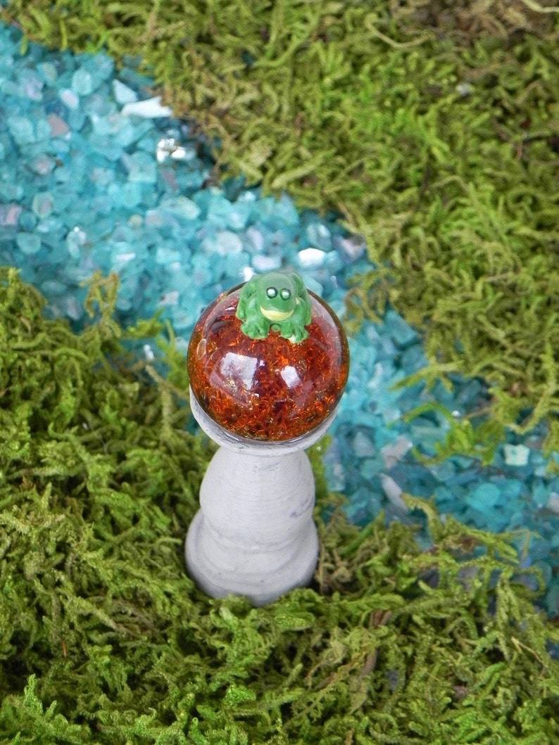 Miniature Dollhouse Fairy Garden Cobalt Blue Glass Gazing Ball Pick