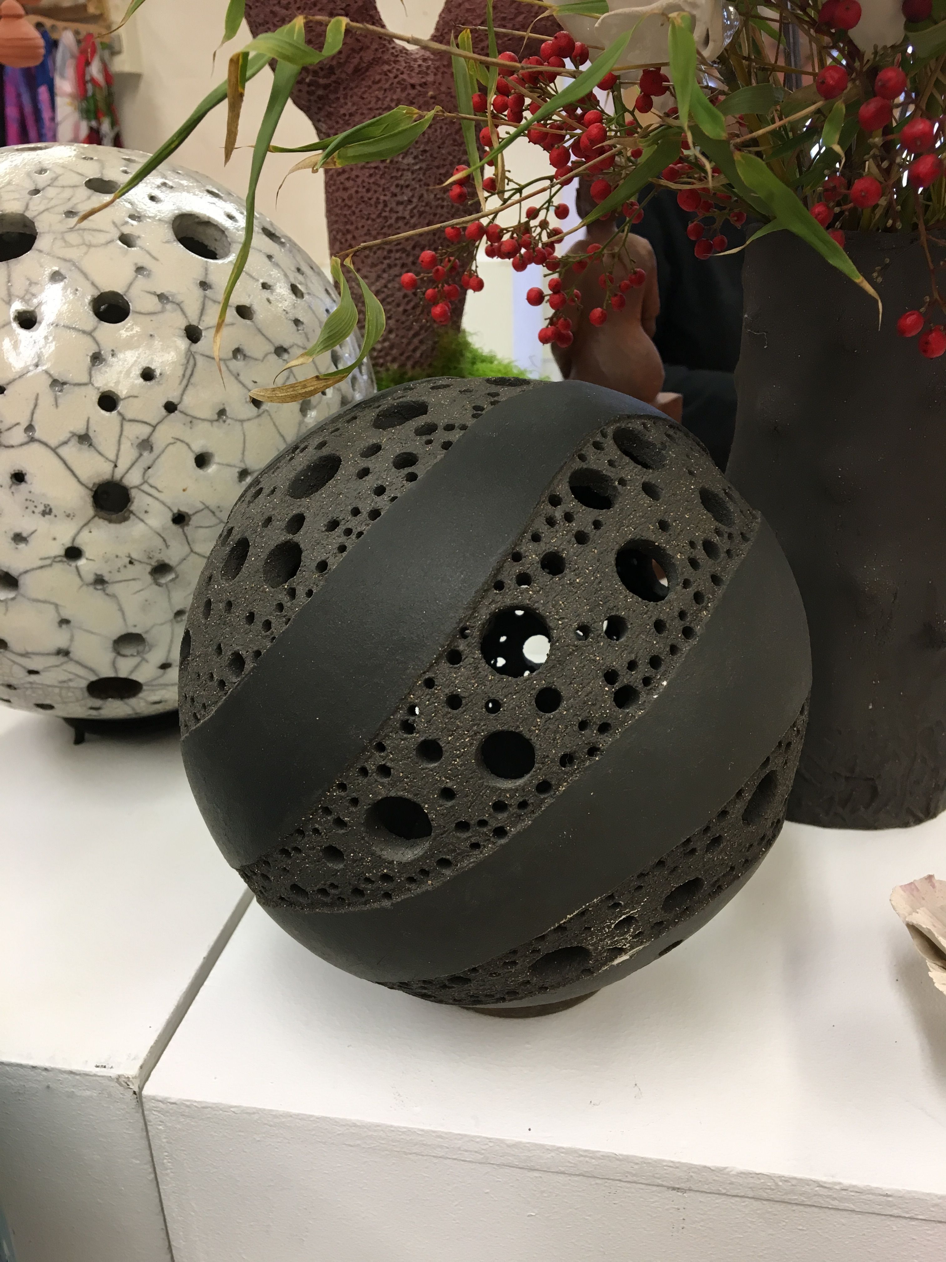 Blue Ceramic Garden Sphere