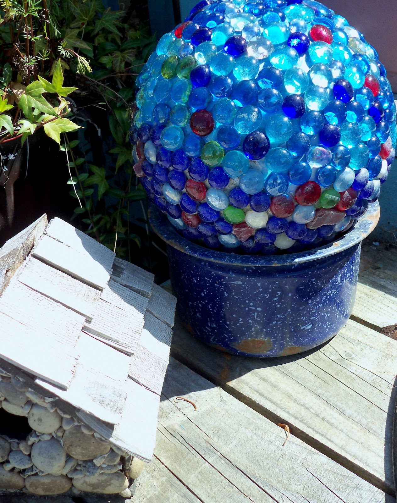 Multicolored Glass Ball Caterpiller Garden Art Sculpture Garden Art