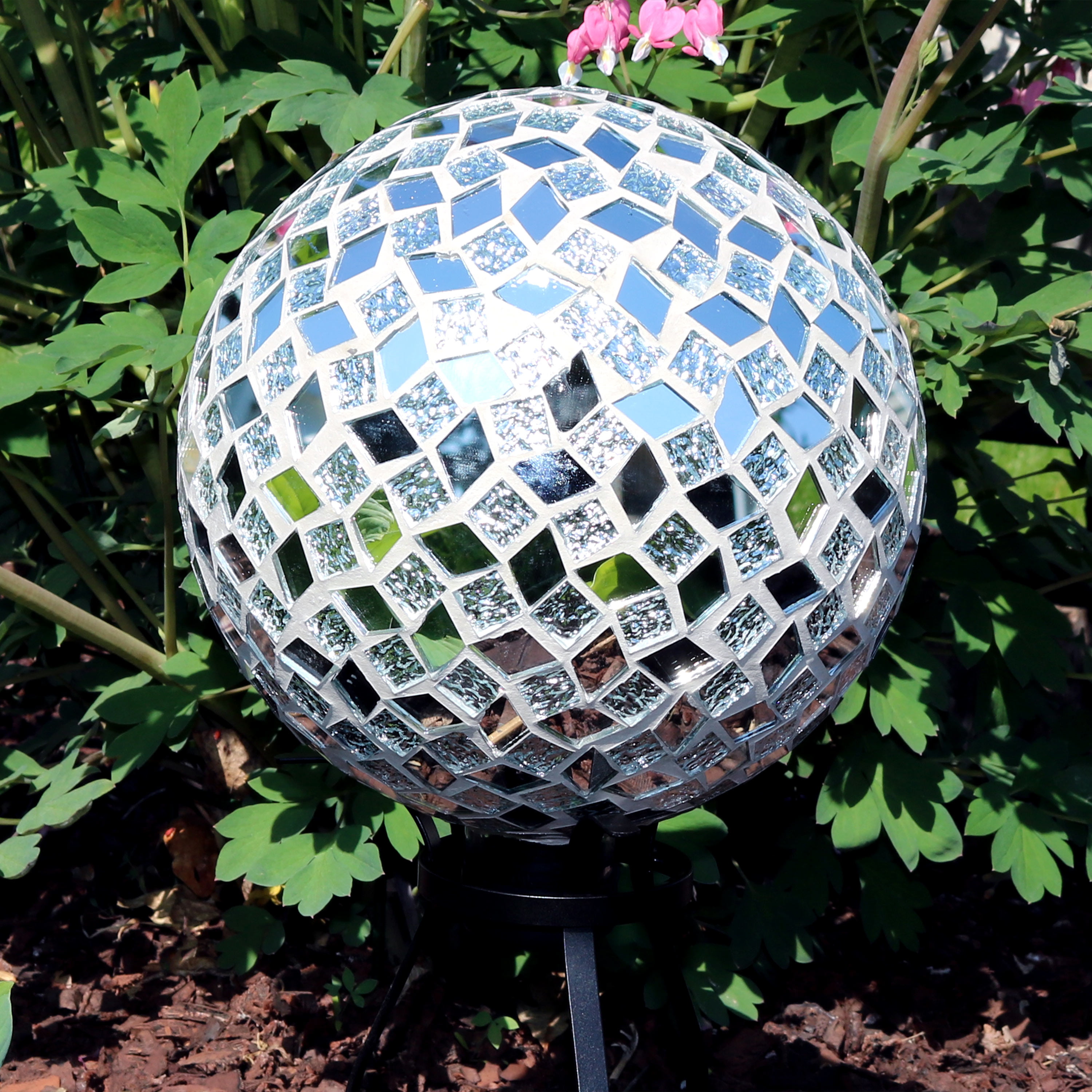 Sunnydaze Blue Mirrored Surface Glass Outdoor Garden Gazing Ball Globe