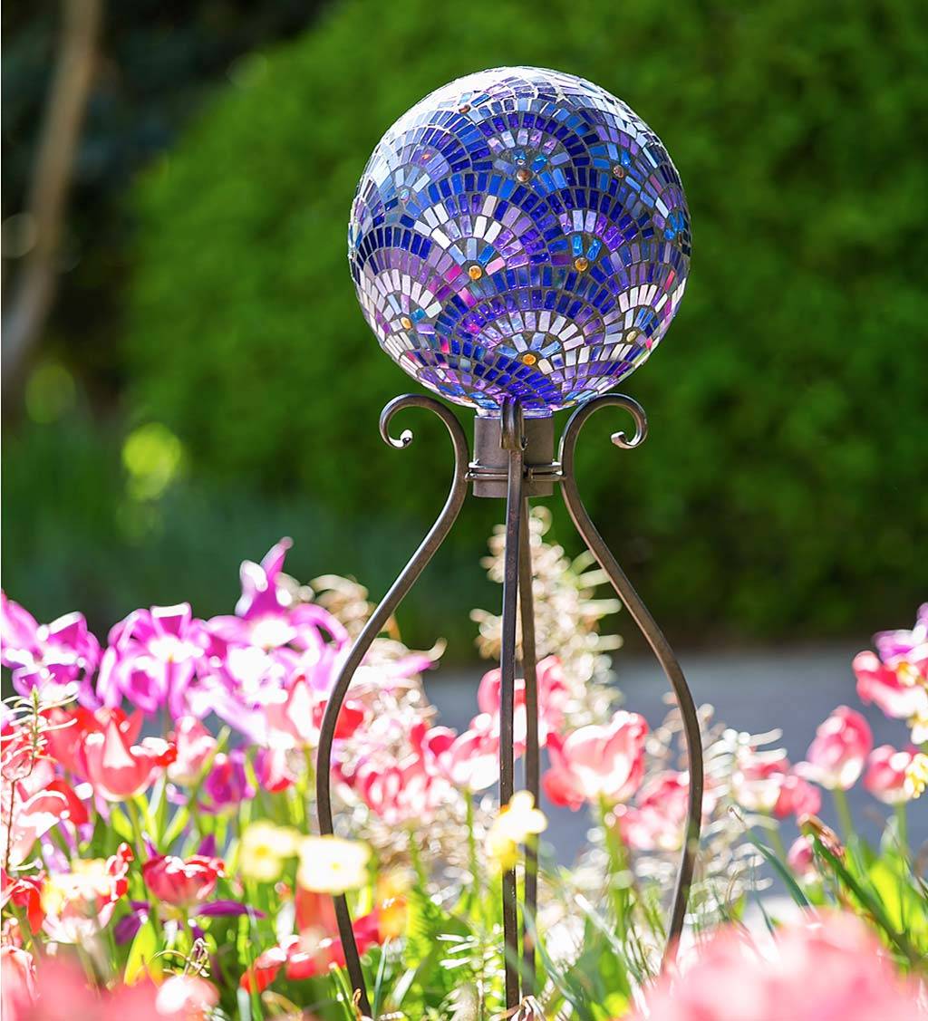 Mosaic Glass Gazing Globe Shinning Purple Garden And Pond Depot