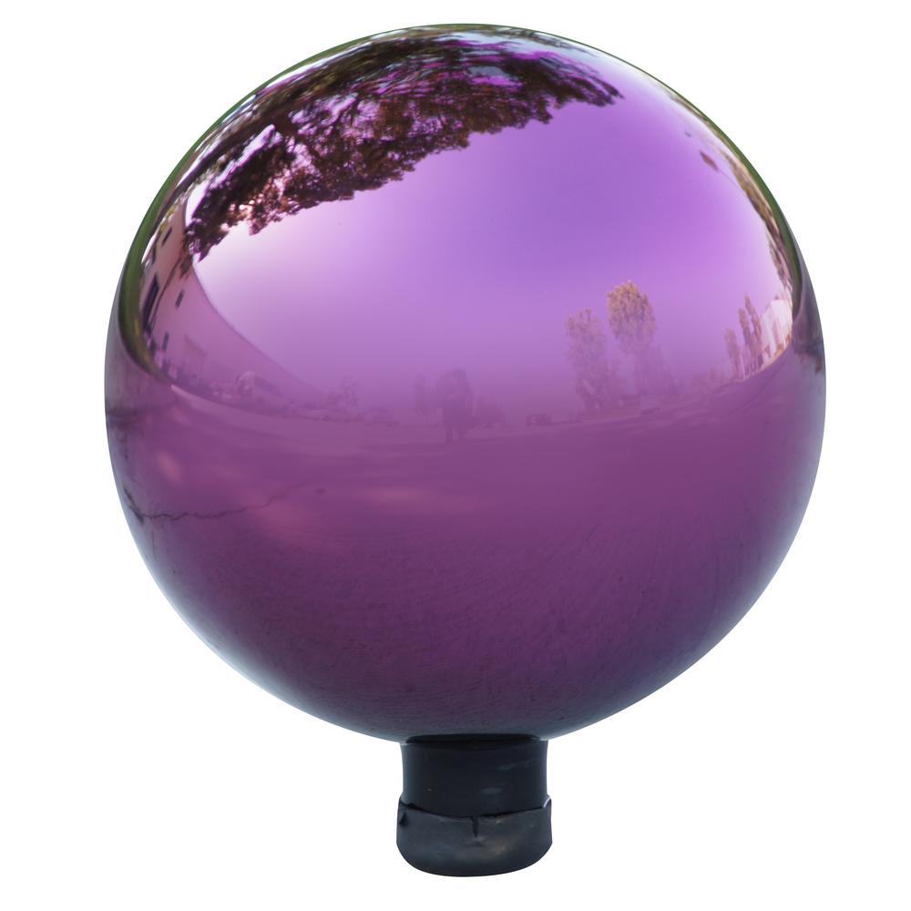Purple And White Marbled Glass Outdoor Patio Garden Gazing Ball