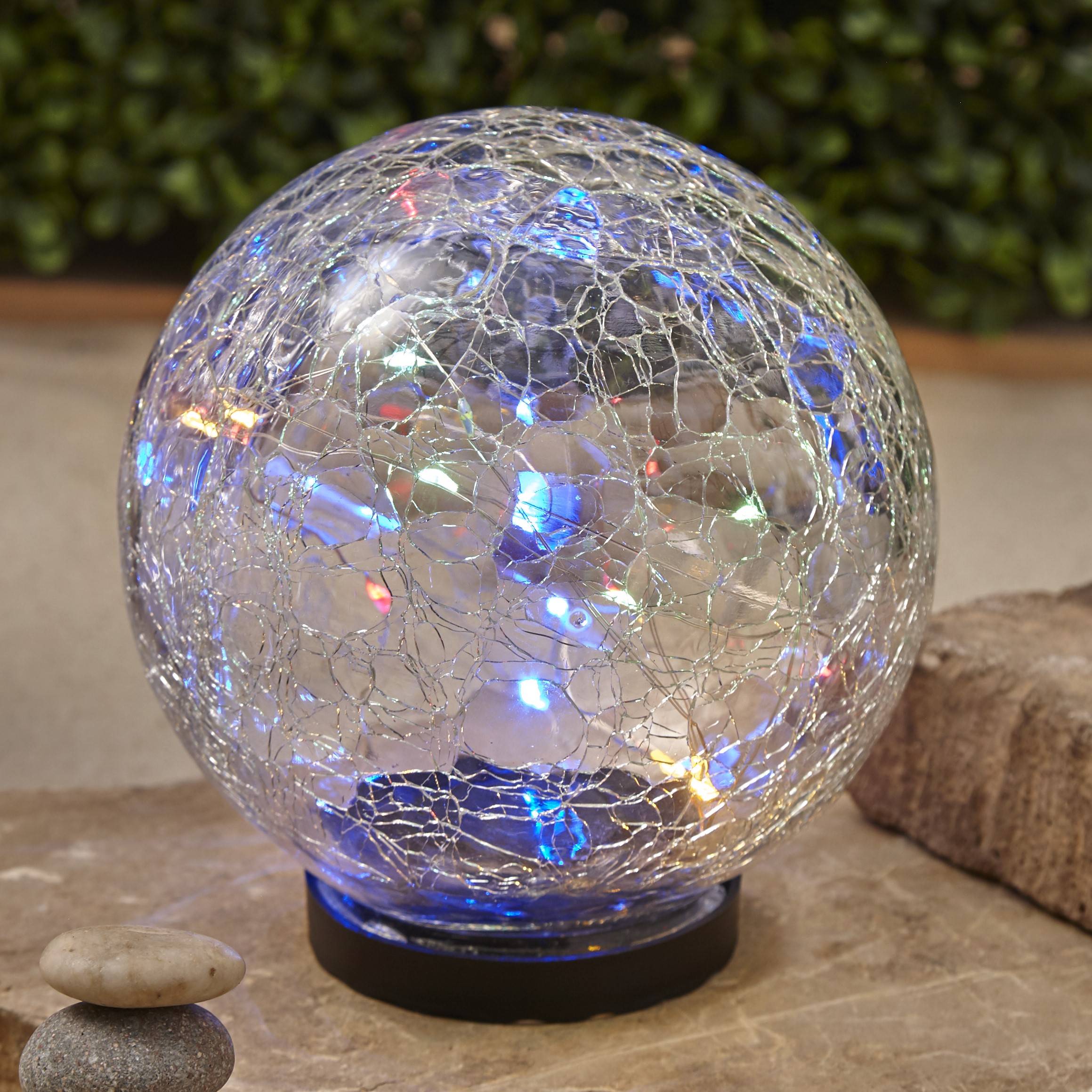 Multicolor Solar Crackle Garden Globe