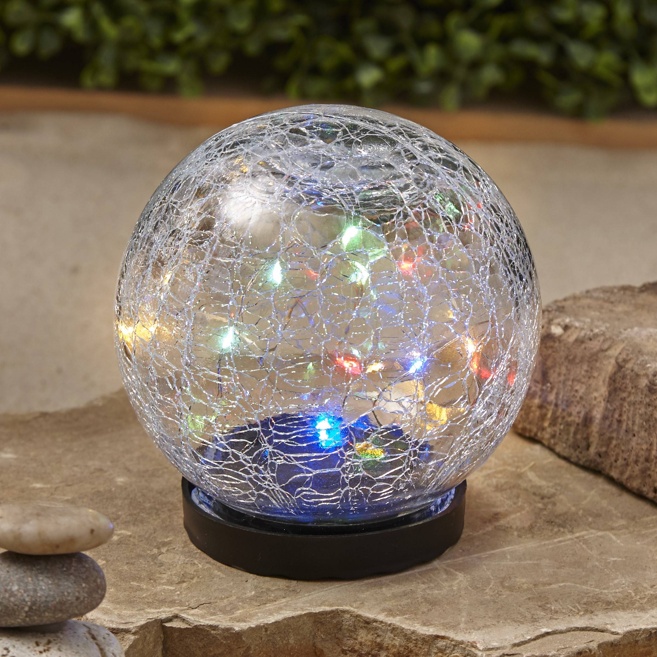 Multicolor Solar Crackle Garden Globe