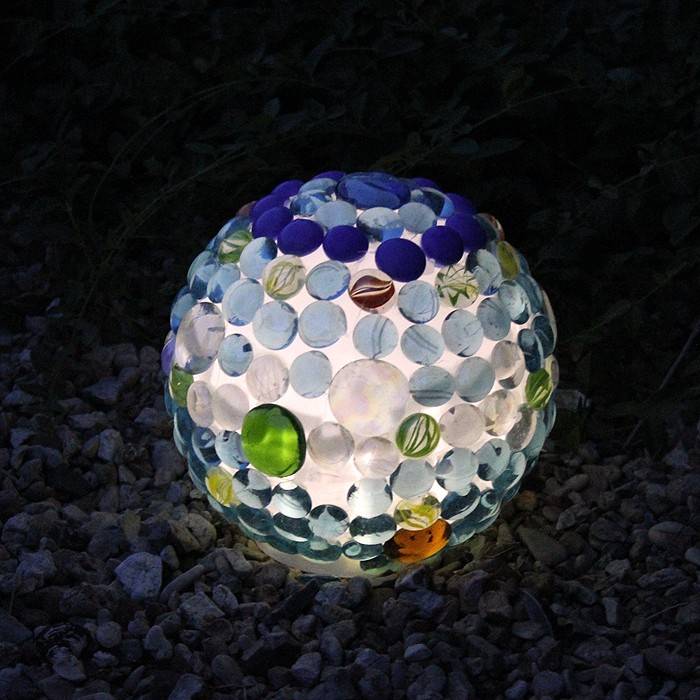 Solar Accent Crackle Glass Gazing Ball Globe Garden Patio Pathway Multi