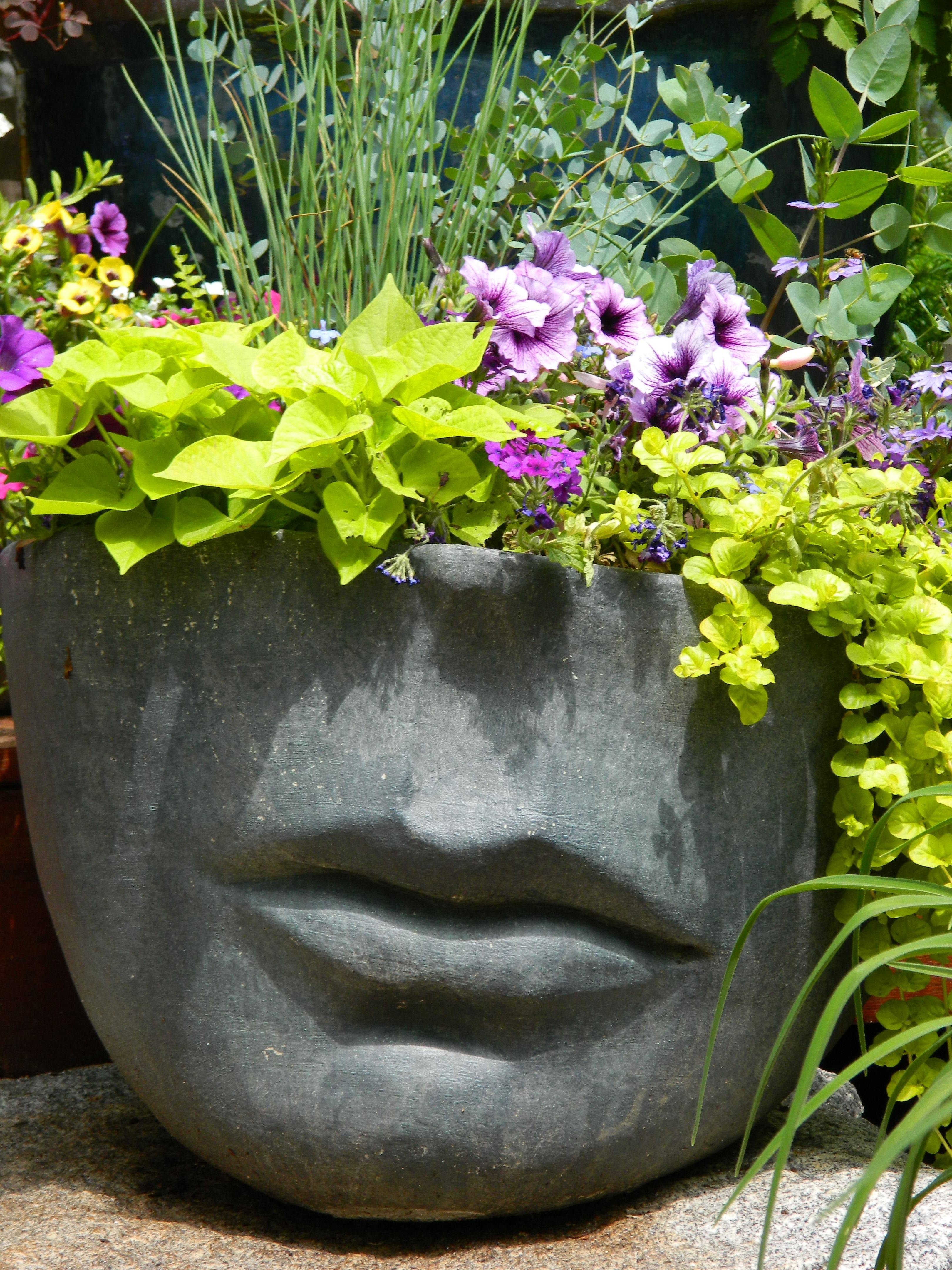 Creative Terracotta Ceramic Human Face Brown Flower Pot