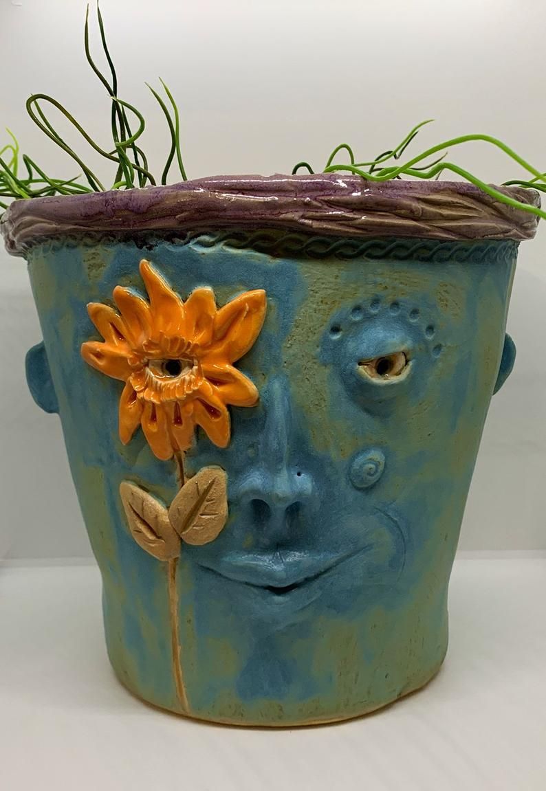 Tree Stump Sculpture Man Face Flower Pot Resin Garden Planters Home