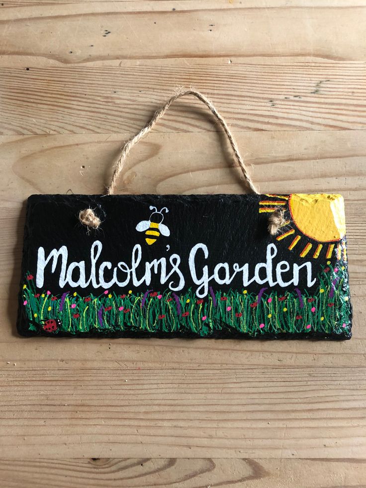 Hand Painted Slate Welcome Sign