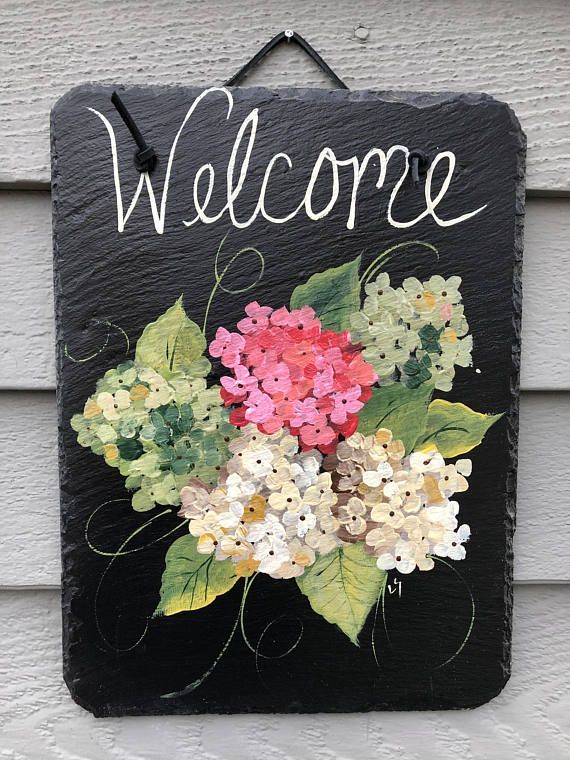 Hand Painted Garden Slate Sign Etsy Slate Signs