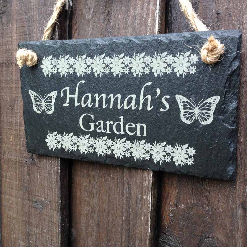 Hand Painted Garden Slate Sign Etsy Slate Signs