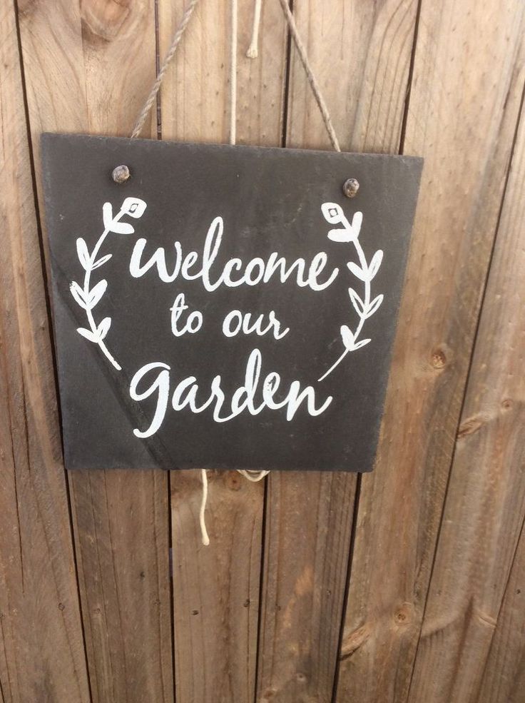 Hand Painted Slate Welcome Sign Red Geraniums