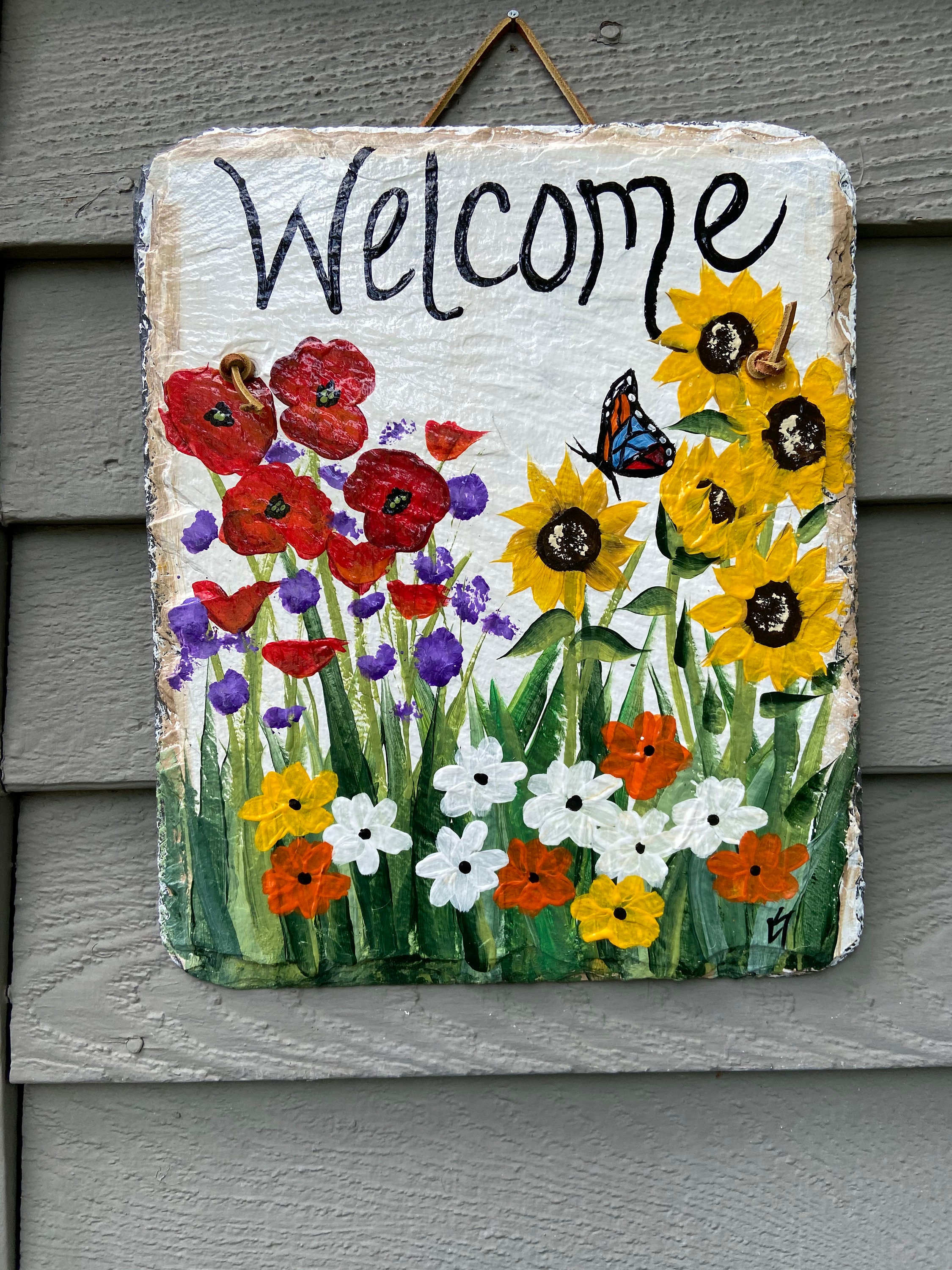 Garden Decor Custom Hand Painted Slate