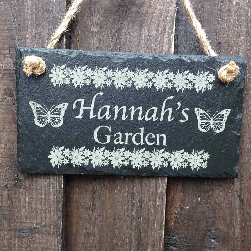 Personalised Garden Hanging Slate Sign