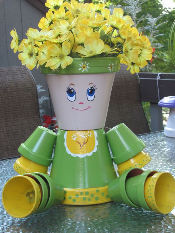 Creative Terracotta Ceramic Human Face Brown Flower Pot