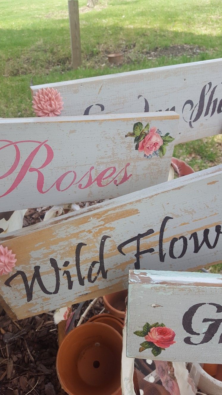 Vintage Solid Wood Garden Signs