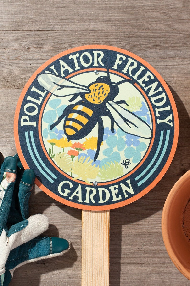 Bees Themed Garden Sign Cute Spring Summer Lawn Outdoor Decor Idea