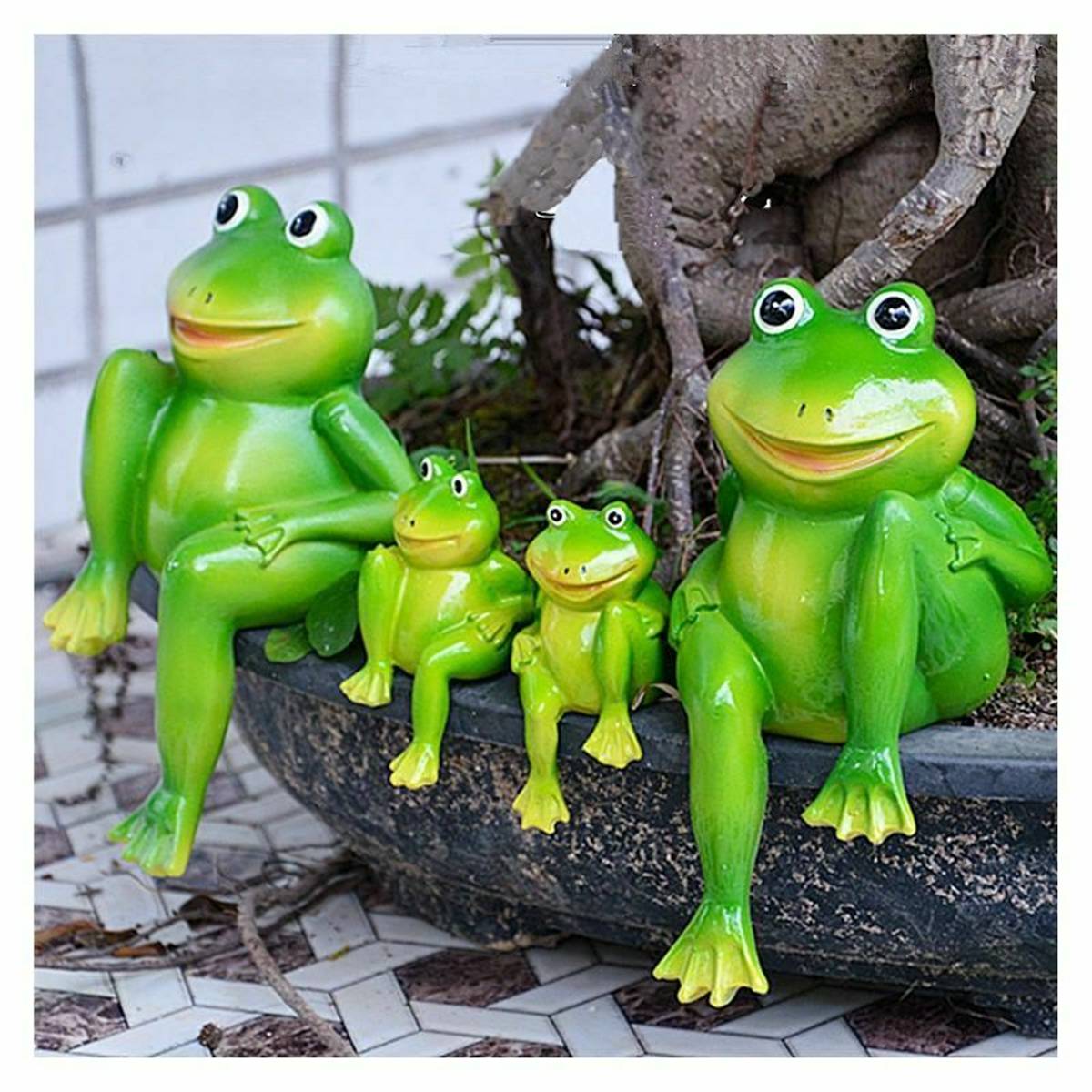 Resin Sitting Frogs Statue Outdoor Frog Sculpture Garden Decorations