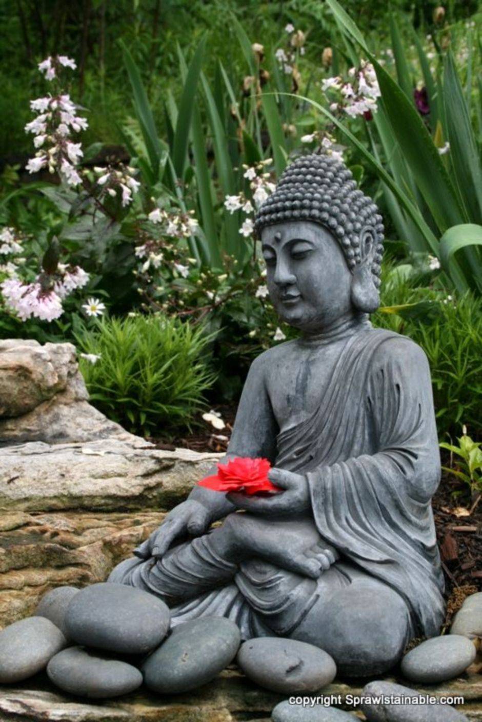 Sold Stone Meditating Garden Buddha Statue