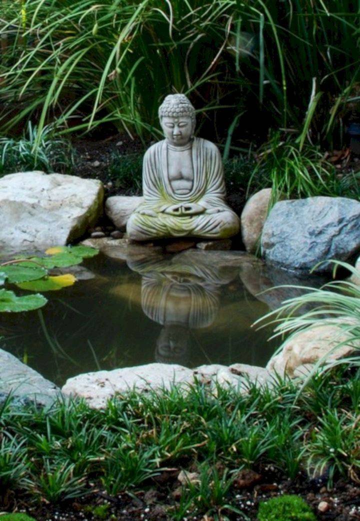 Stone Meditating Japanese Buddha Statue