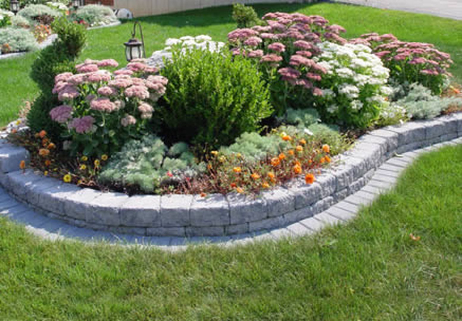 Beautiful Raised Flower Bed Stone Border