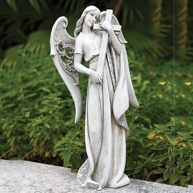 Vintage Garden Cherub Angel Concrete Statue White Cement Cement Patio