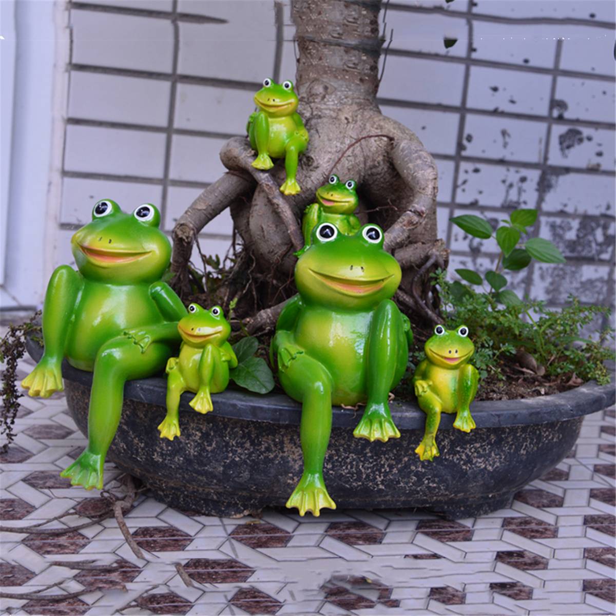 Tree Stump Sculpture Man Face Flower Pot Resin Garden Planters Home