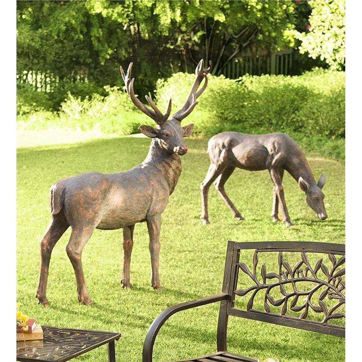 Holiday Burlap Deer Garden Statues