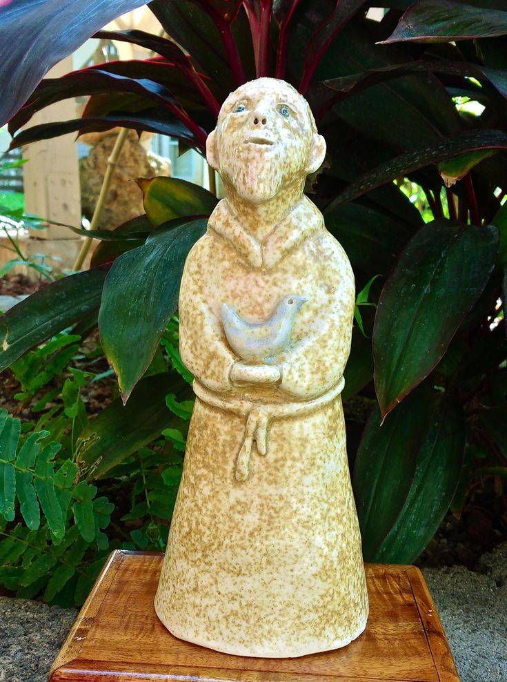 Inch Saint Francis Holding Deer Statue Sculpture Lightweight Rust