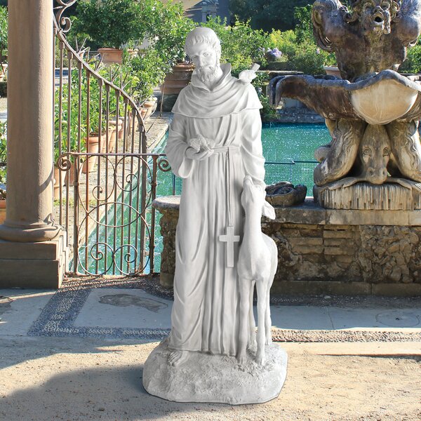 St Francis Bird Feeder Statue Peaceful Garden Figures
