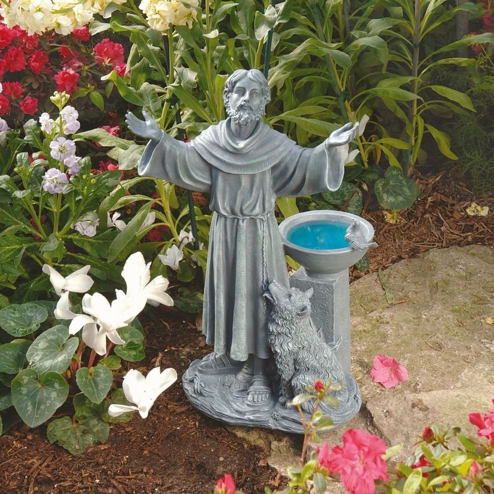 Vintage St Francis Garden Statue Cement Weathered Etsy
