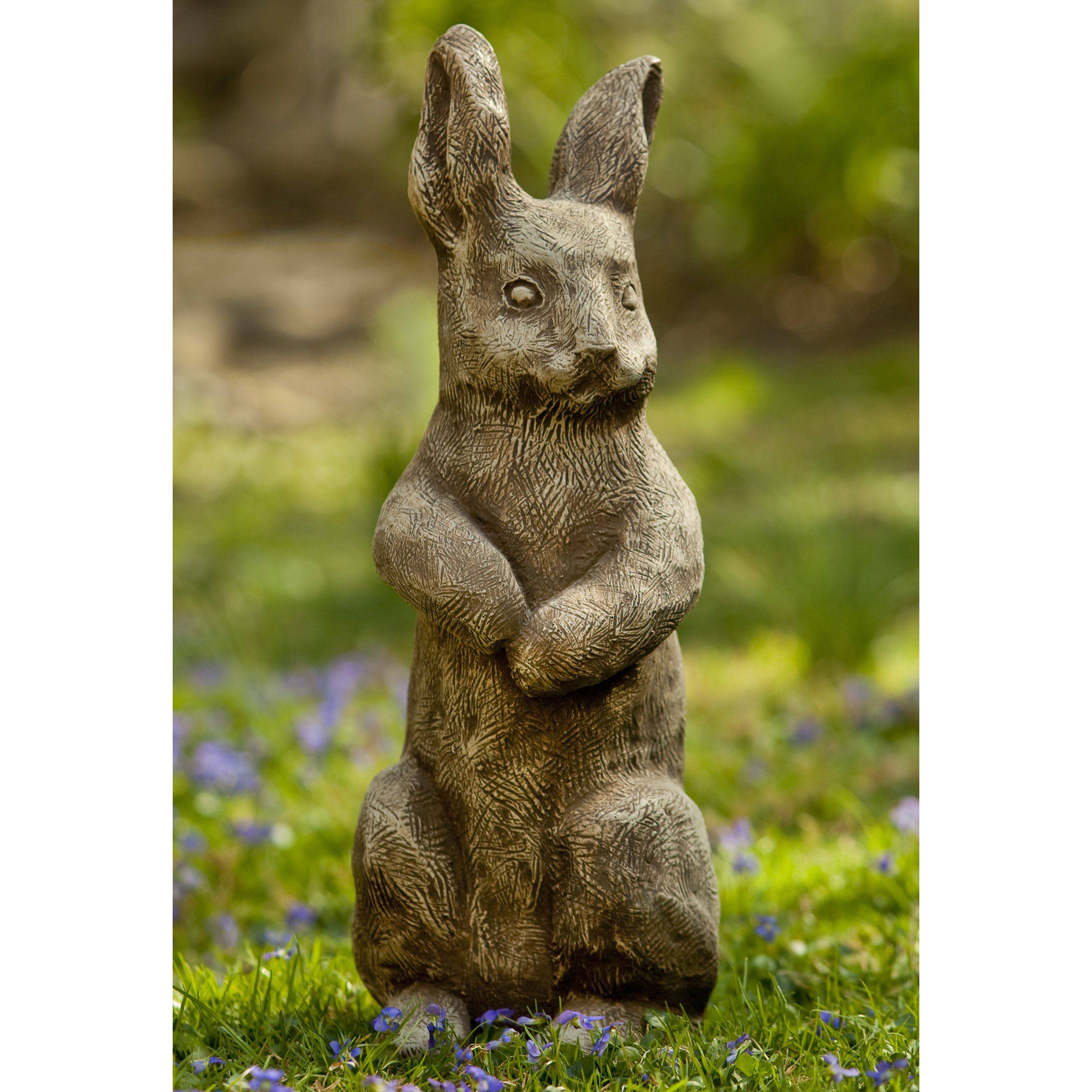 White Rabbit Garden Ornament Resin Sculpture Wood Effect Statue