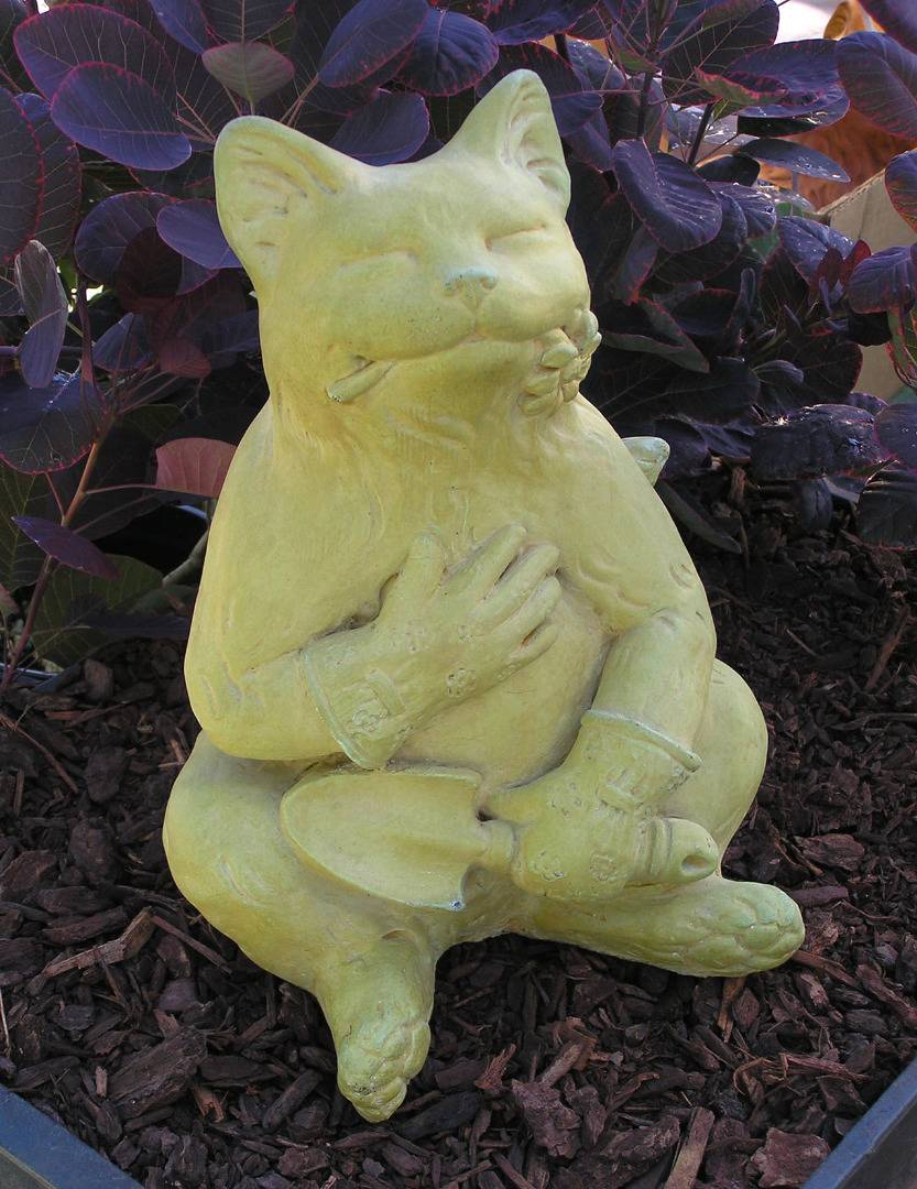 Solid Bronze Cat Statue Butterfly
