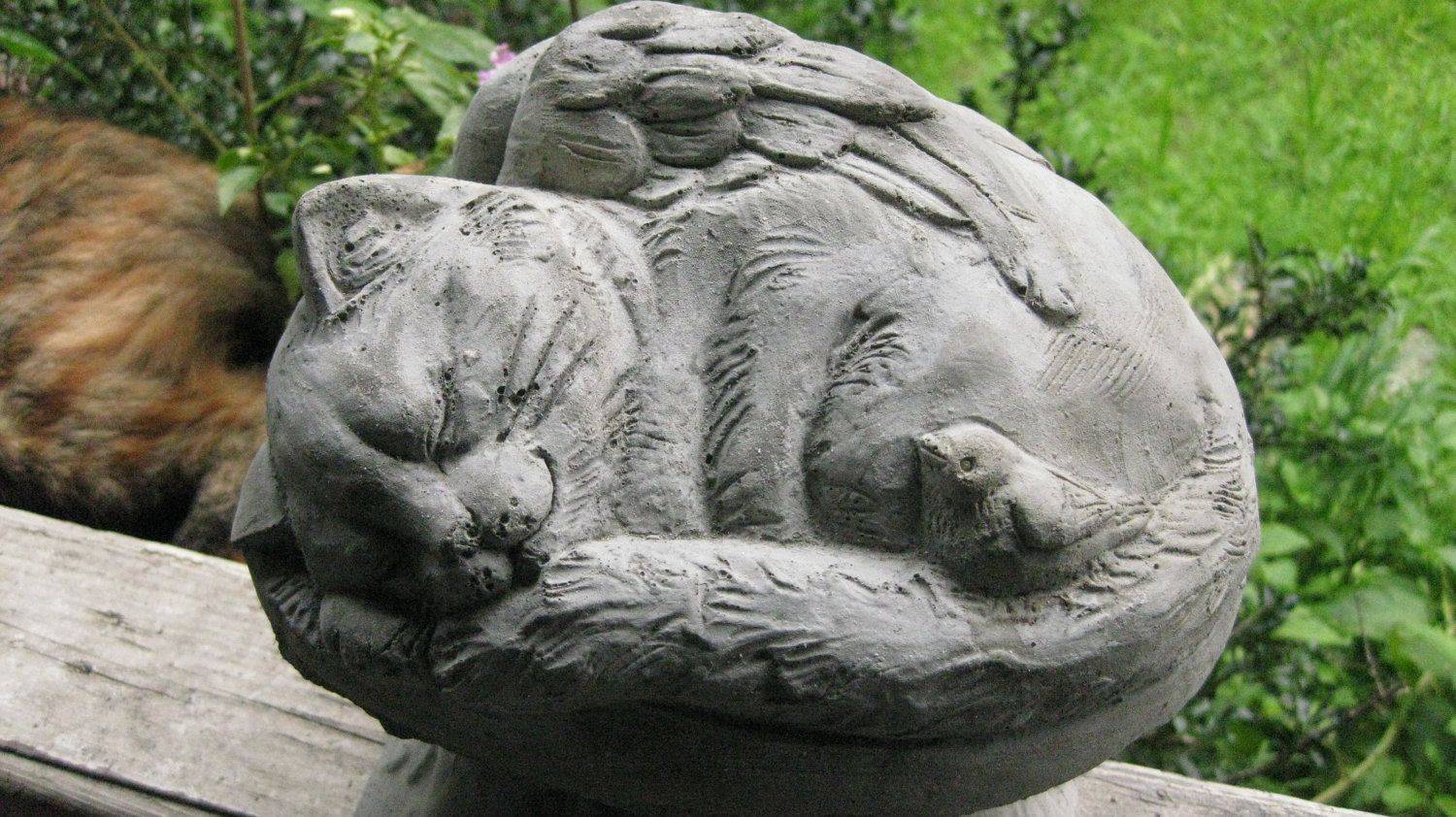 Cat Angel Statue Concrete Beloved Pet Memorial
