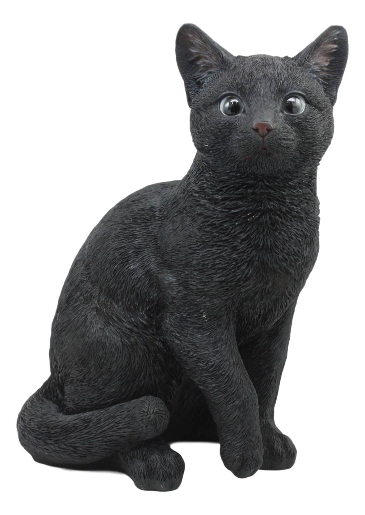 Ceramic Cat Sculpture Black Funny Cat Figurine
