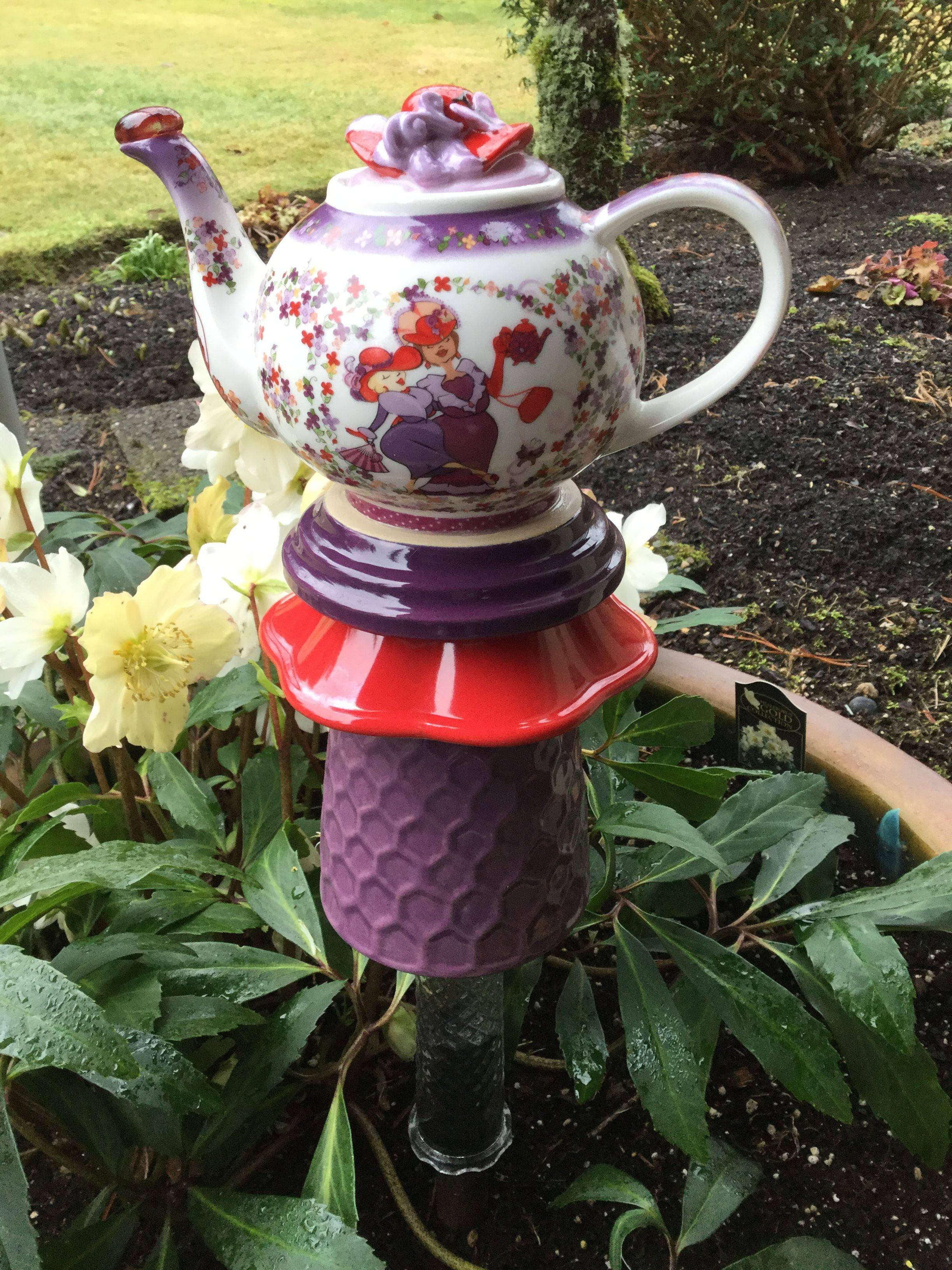 Teapot Garden Totems Glass Garden Art