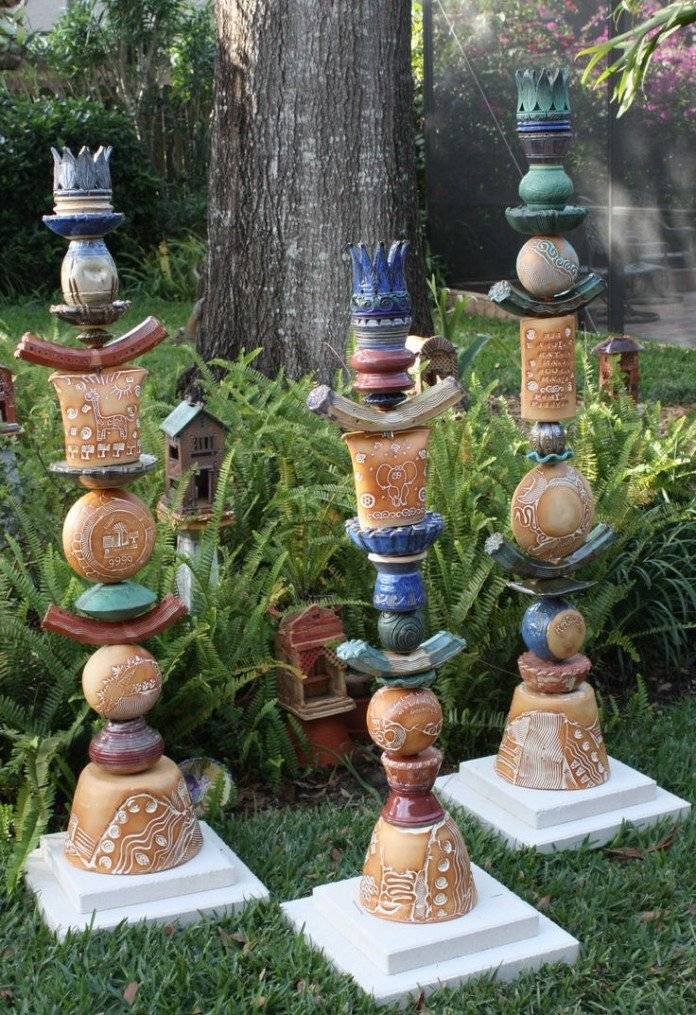 Laurie Landry Pottery Garden Totem