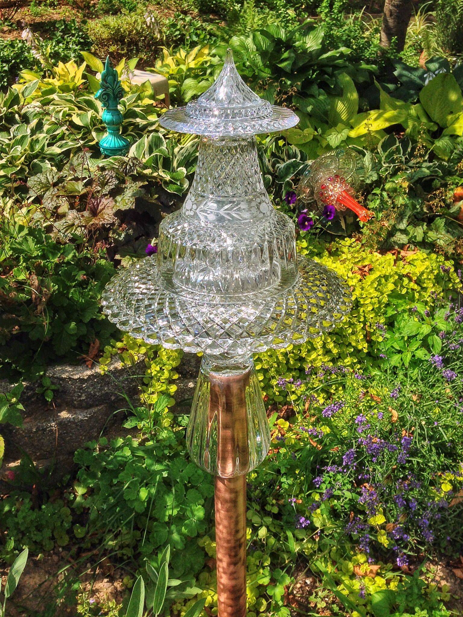Cobalt Yard Art Glass Garden Totem Recycled Repurposed