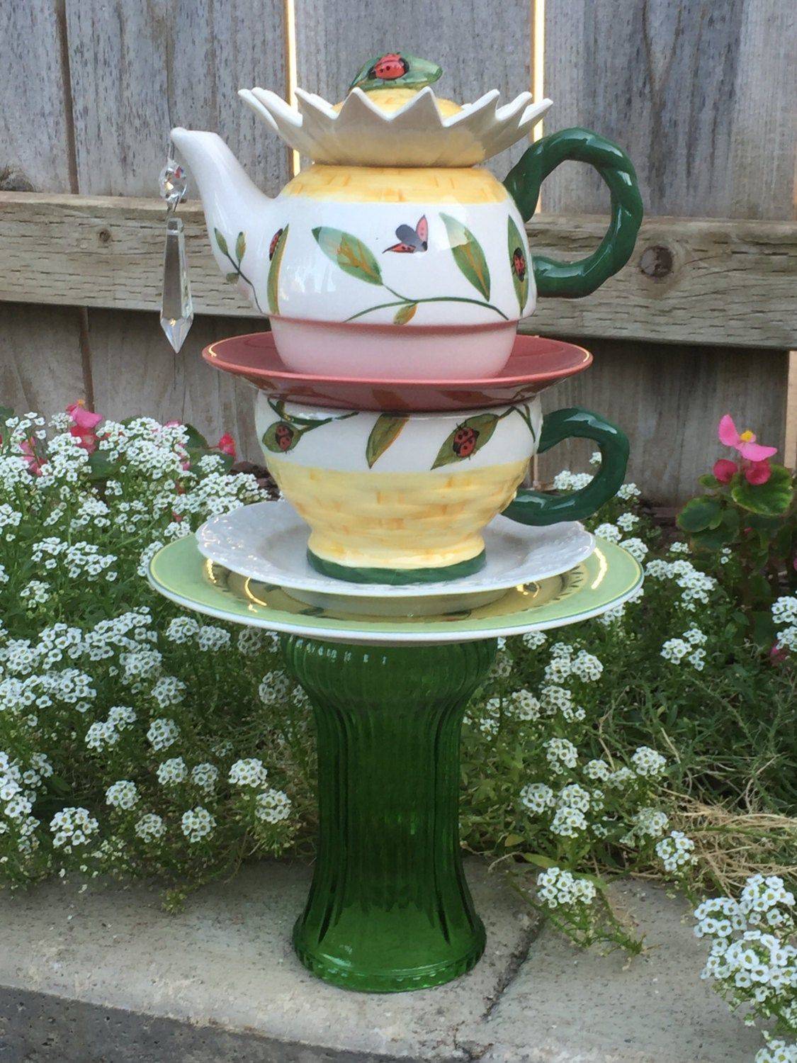 Whimsical Hand Painted Glass Garden Art
