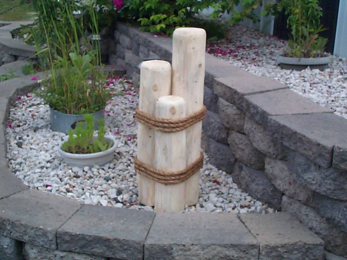 Wooden Log Dog Garden Ornament